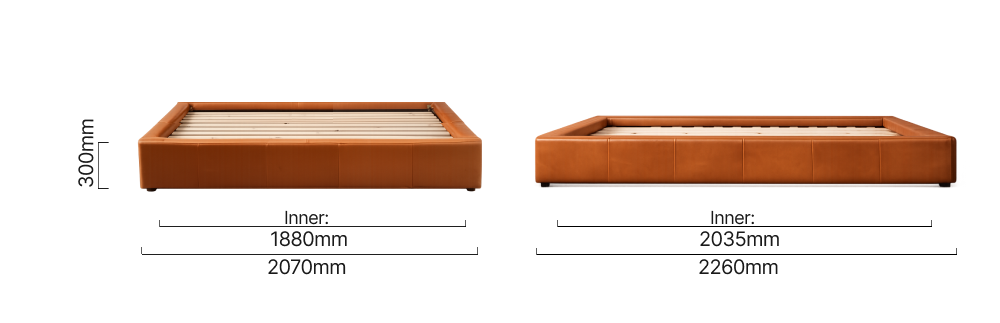 Montanelle Bed Base King XL Tan Dimensions