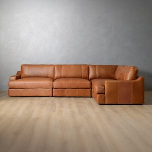 Windermere Modular Leather Corner Couch - Tan