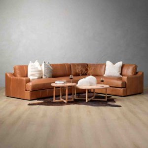 Windermere Modular Leather Corner Couch - Tan