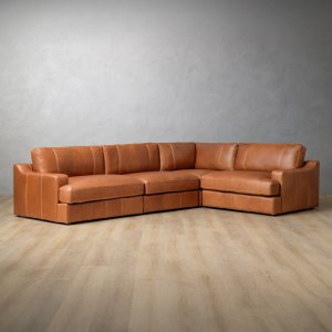Windermere Modular Leather Corner Couch - Tan