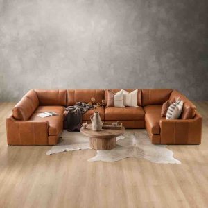 Windermere u-Shape Leather Couch Tan