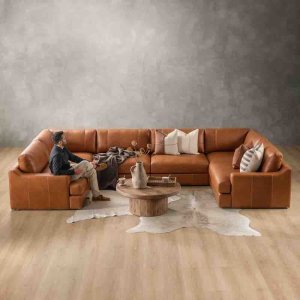 Windermere u-Shape Leather Couch Tan