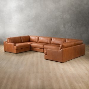 Windermere u-Shape Leather Couch Tan