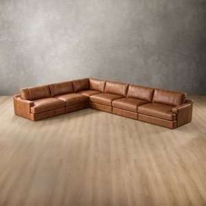 Windermere Extra Large Modular Leather Corner Couch Cinnamon