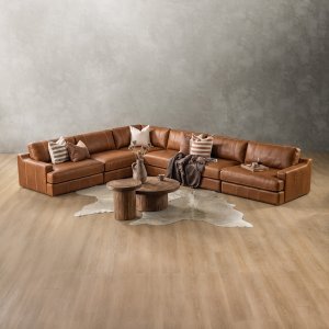 Windermere Extra Large Modular Leather Corner Couch Cinnamon