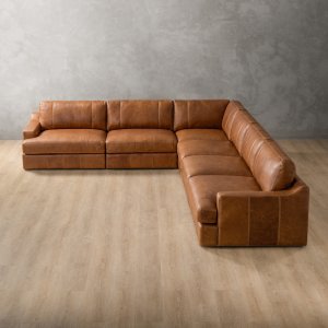 Windermere Extra Large Modular Leather Corner Couch Cinnamon