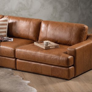 Windermere Extra Large Modular Leather Corner Couch Cinnamon