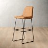 Hand-Stitched Tall Leather Bar Chair - Caramel Factory Sale