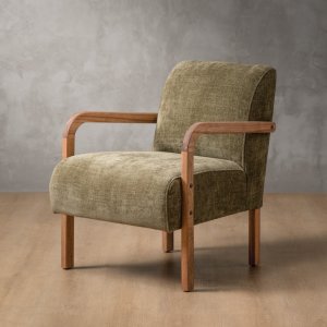 Palmiet Fabric Armchair Blackwood Olive Wave