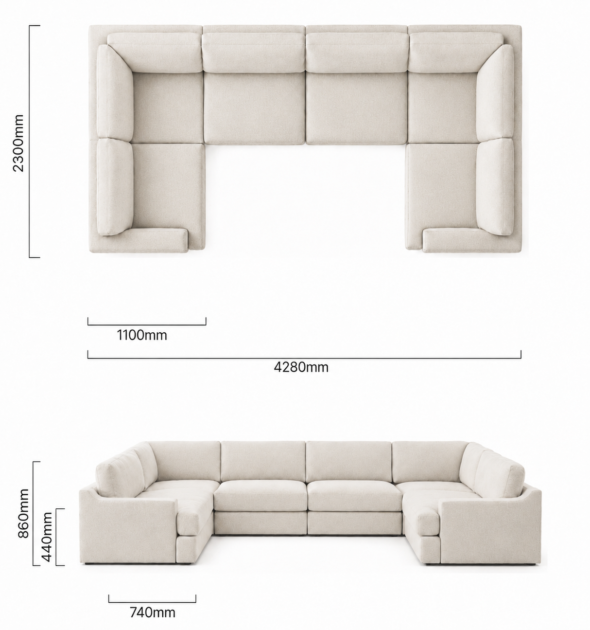 Windermere U-Shape Modular Couch Latté