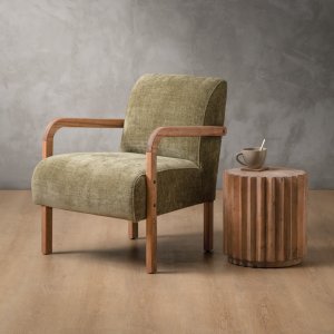 Palmiet Fabric Armchair Blackwood Olive Wave