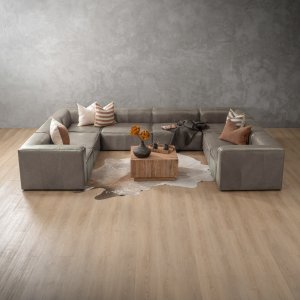 Havenwood U-Shape Modular Leather Couch Shadow Ash