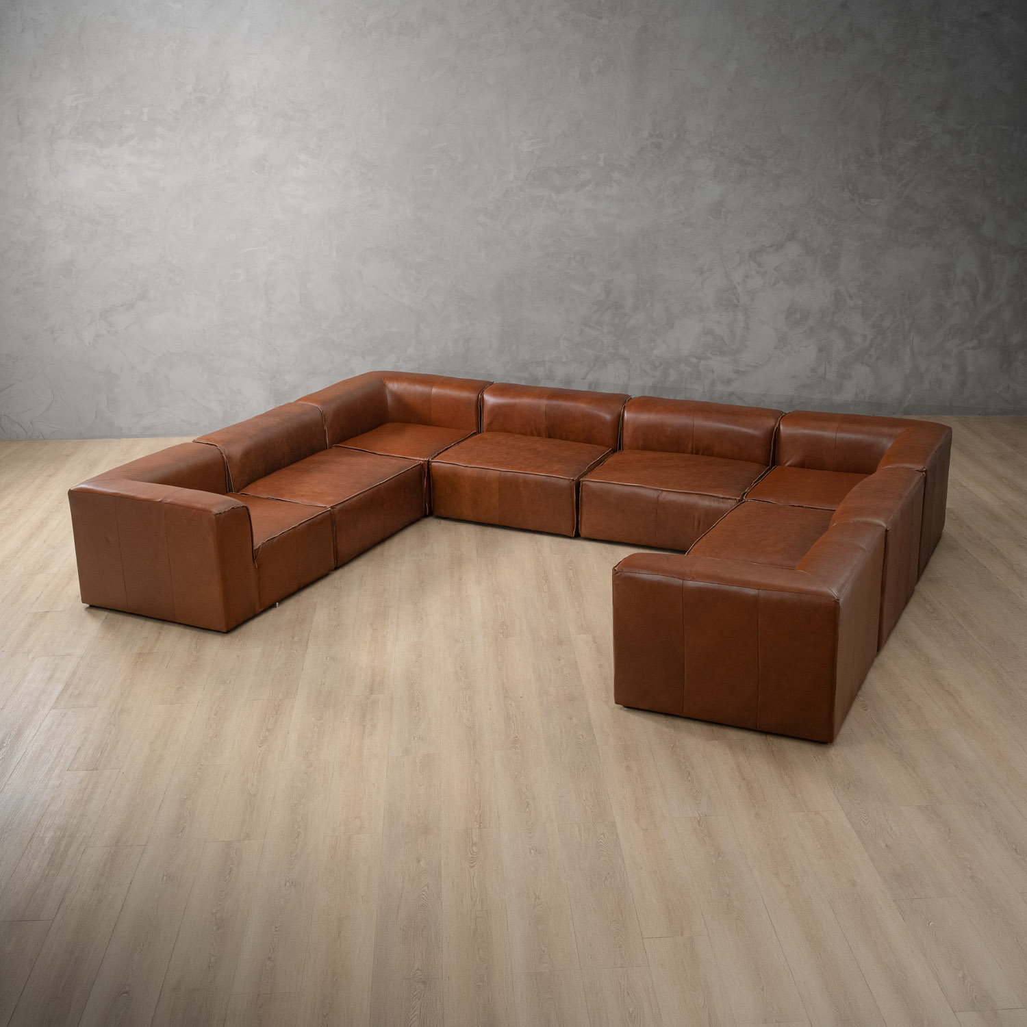 Havenwood Modular Leather U-Shape Couch - Duskwood