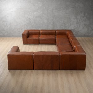 Havenwood Modular Leather U-Shape Couch - Duskwood
