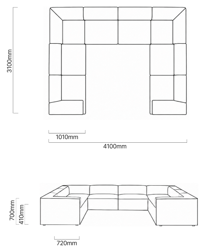 Havenwood 8 Piece Modular Couch Dimensions