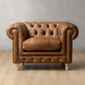 Chesterfield Leather Armchair Butterscotch
