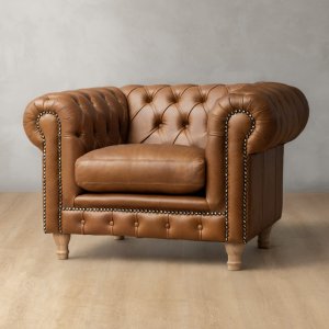 Chesterfield Leather Armchair Butterscotch
