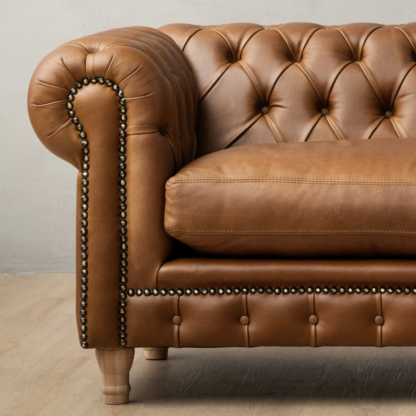 Chesterfield Leather Armchair Butterscotch