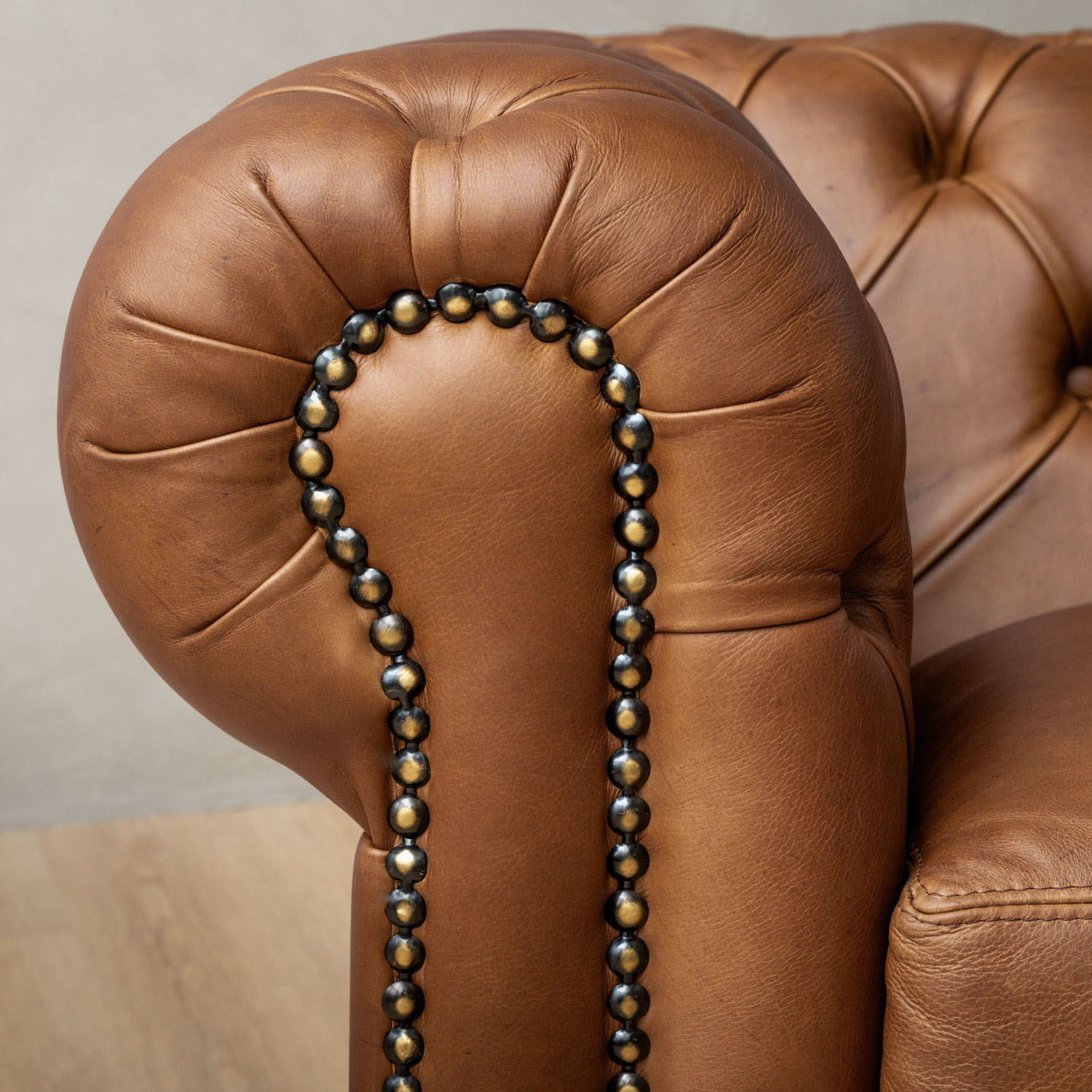 Chesterfield Leather Armchair Butterscotch