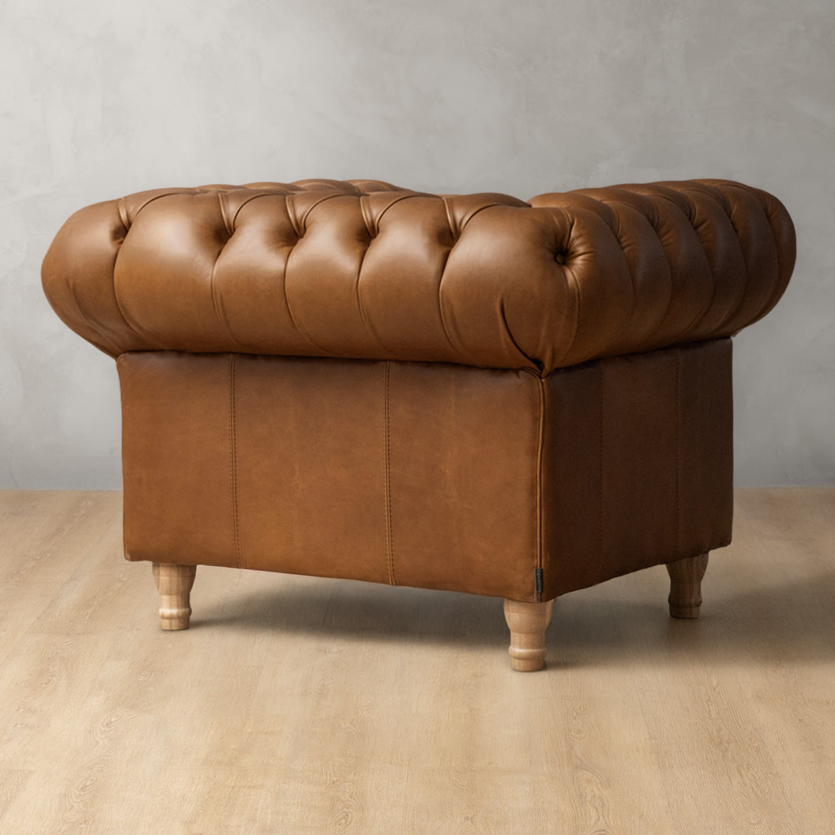 Chesterfield Leather Armchair Butterscotch