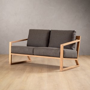 Clarens 2-Seater Fabric Couch Oak Graphite