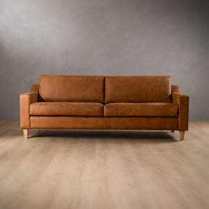 2.4m Douglas Leather Couch Caramel