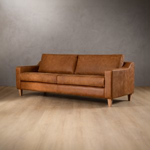 2.4m Douglas Leather Couch Caramel