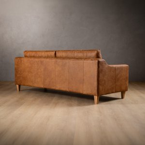 2.4m Douglas Leather Couch Caramel