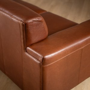 2.6m Karoo Leather Couch - Curry