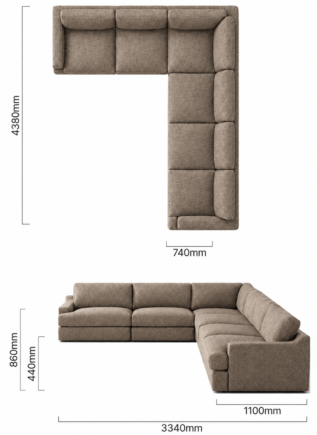 Windermere Extra Large Modular Corner Couch – Tuscan Dimensions