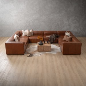 Havenwood Modular Leather U-Shape Couch - Duskwood