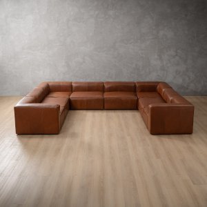 Havenwood Modular Leather U-Shape Couch - Duskwood