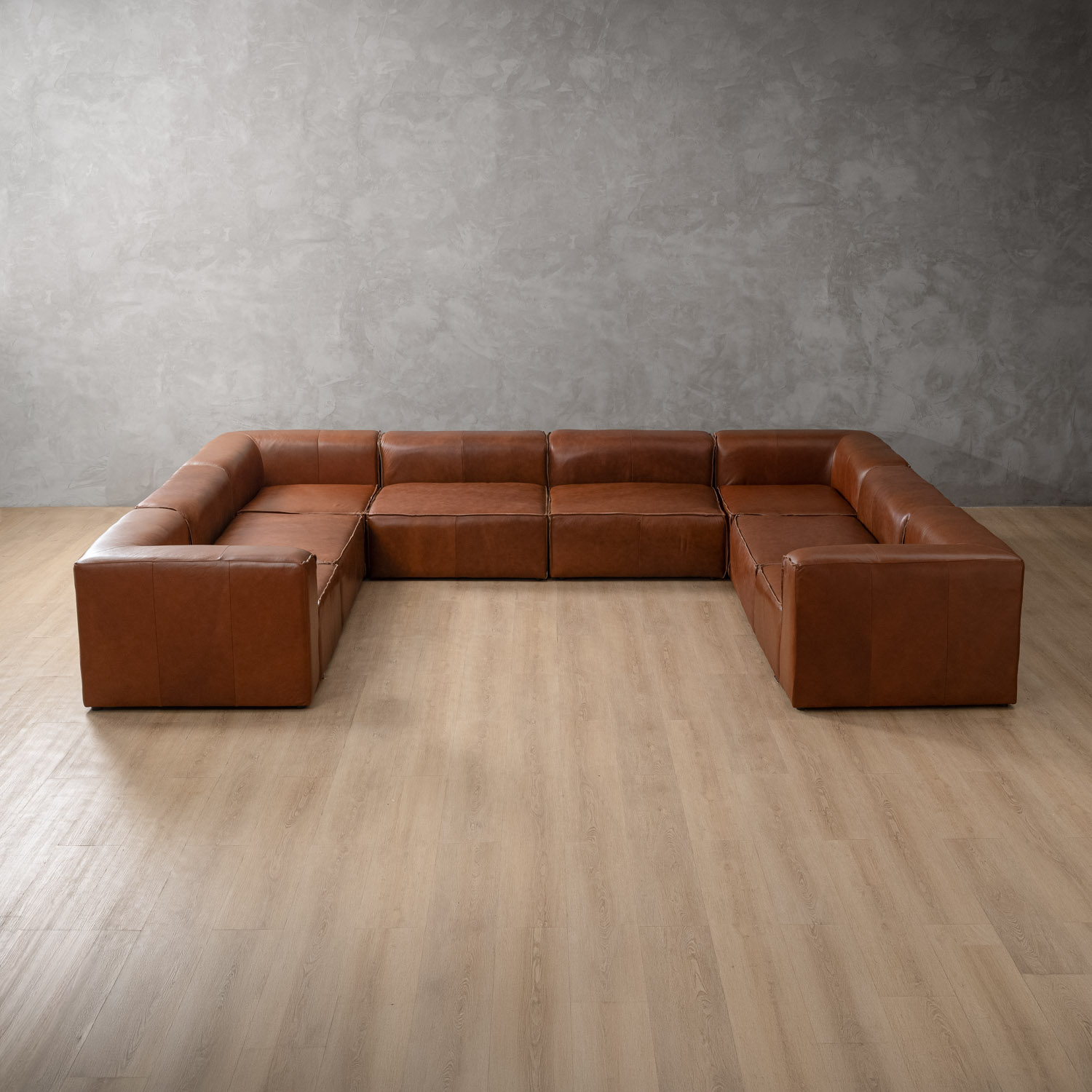 Havenwood Modular Leather U-Shape Couch - Duskwood