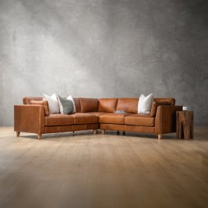 Sutherland Leather Corner Couch - Cinnamon