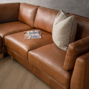 Sutherland Leather Corner Couch - Cinnamon