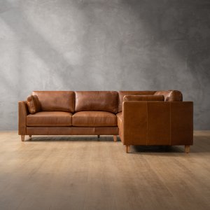 Sutherland Leather Corner Couch - Cinnamon