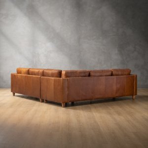 Sutherland Leather Corner Couch - Cinnamon