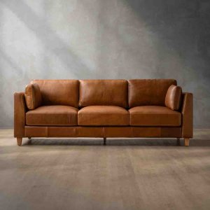 Sutherland 3-Seater Leather Couch Cinnamon