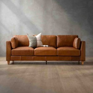Sutherland 3-Seater Leather Couch Cinnamon
