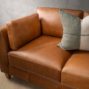 Sutherland 3-Seater Leather Couch Cinnamon