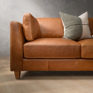 Sutherland 3-Seater Leather Couch Cinnamon