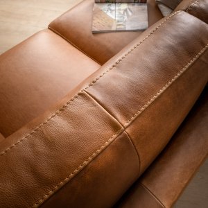 Sutherland 3-Seater Leather Couch Cinnamon