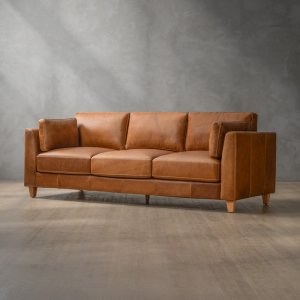 Sutherland 3-Seater Leather Couch Cinnamon