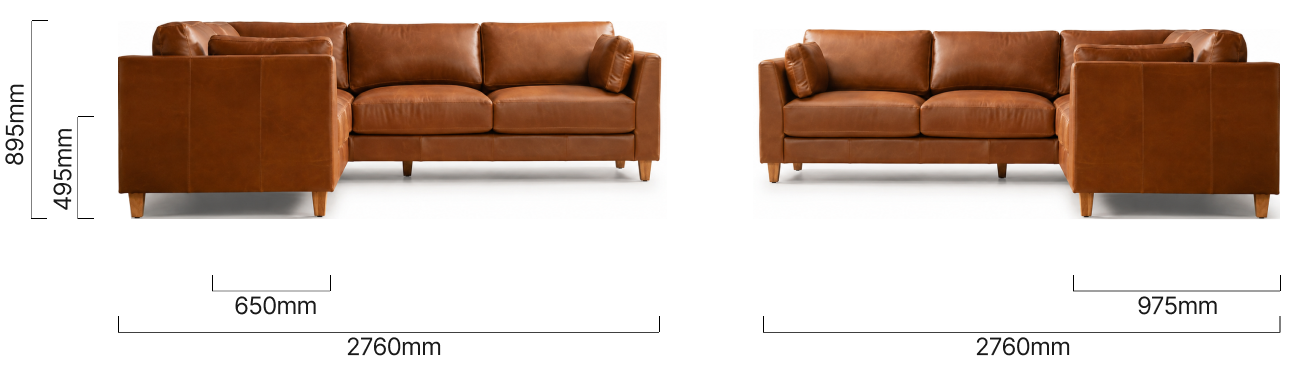 Sutherland Leather Corner Couch - Cinnamon